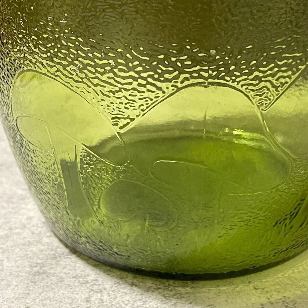 Vintage Bartlett Collins 70s Mushroom Green Glass Retro Canister with Lid READ